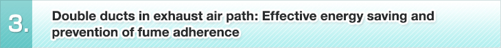 3. Double ducts in exhaust air path: Effective energy saving and prevention of fume adherence