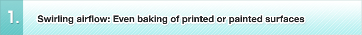1. Swirling airflow: Even baking of printed or painted surfaces