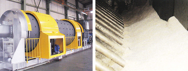 Taco Rotary Drye rappearance.Taco Rotary Dryer Interior view.