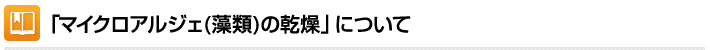 「マイクロアルジェ(藻類)の乾燥」について