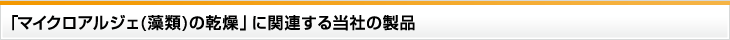 「マイクロアルジェ(藻類)の乾燥」に関連する当社の製品