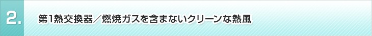 2、第1熱交換機／燃焼ガスを含まないクリーンな熱風